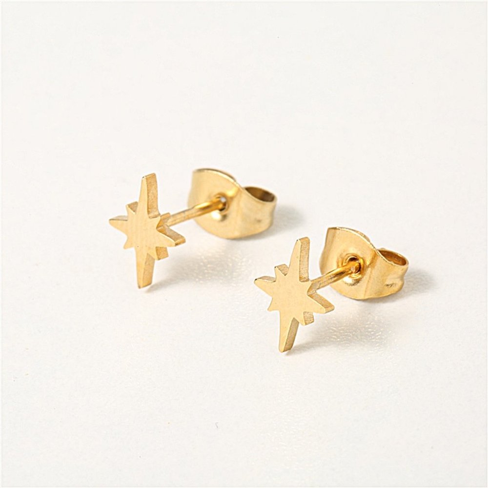 Sparkle Star 18K Gold Plated Sterling Silver Stud Earrings - Picture 2 of 7